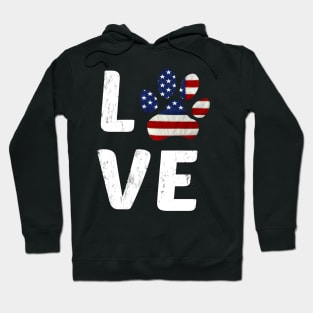 Patriotic American Flag Dog Love Hoodie